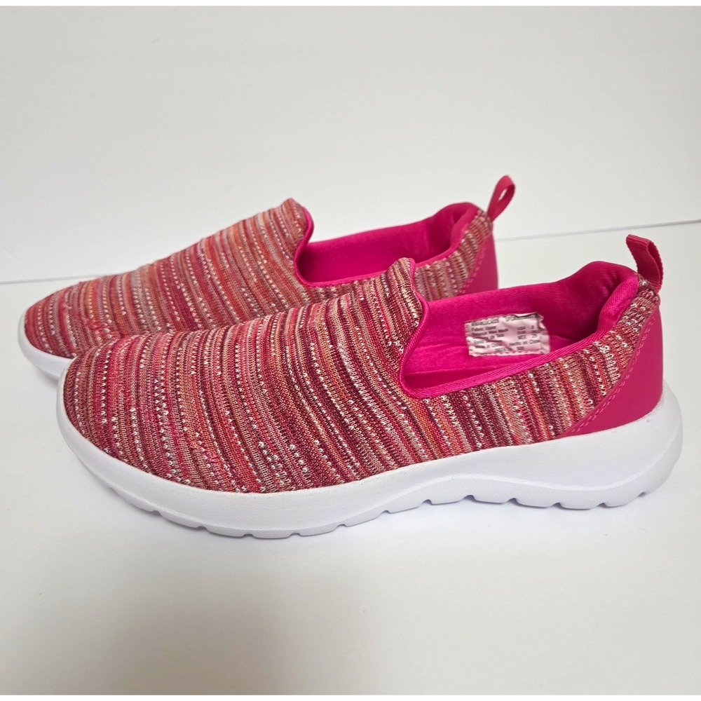 Athletic Works Comfort Fit Memory Foam Women's Slip-On Knit Sneakers Pink Size 8